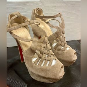 Christian Louboutin Suede Leather Carlotta Ultra High Platform Heels size 39